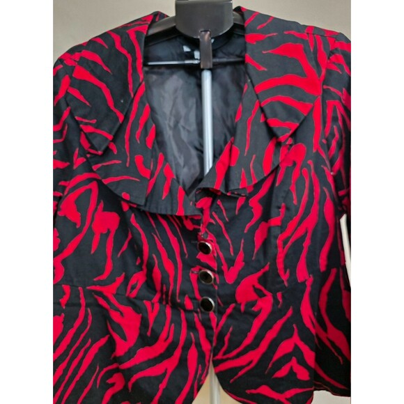 Vintage Fashion Bug Red Zebra Print Peplum Jacket – 1990s–2000s – 20W - Picture 5 of 14